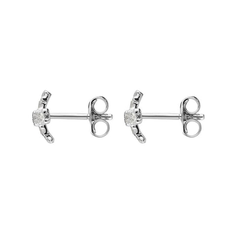 18ct White Gold 0.23ct Diamond Small Cross Shape Stud Earrings PJW034