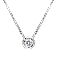 18ct White Gold 0.25ct Diamond Certified Solitaire Pendant Necklace, BLC-297