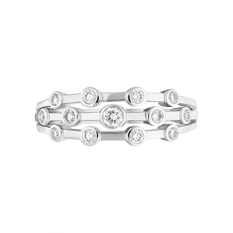 18ct White Gold 0.29ct Diamond Thirteen Stone Ring, FEU-1834.