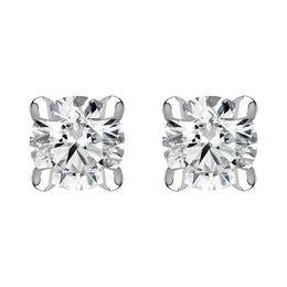 18ct White Gold 0.30ct Brilliant Cut Diamond Solitaire Stud Earrings BLC-237