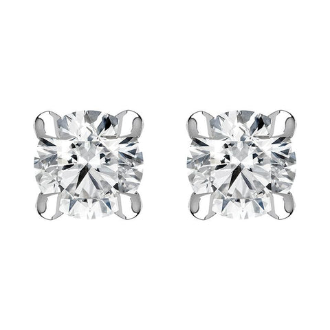 18ct White Gold 0.30ct Diamond Claw Set Solitaire Stud Earrings BLC-186