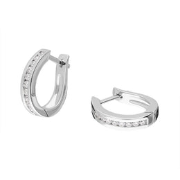 18ct White Gold 0.30ct Diamond Half Eternity Hoop Earrings