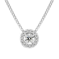 18ct White Gold 0.33ct Brilliant Cut Diamond Pave Round Necklace BLC-195