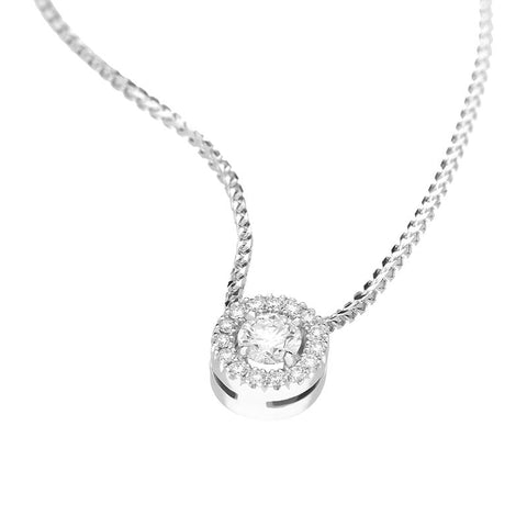 18ct White Gold 0.33ct Brilliant Cut Diamond Pave Round Necklace BLC-195