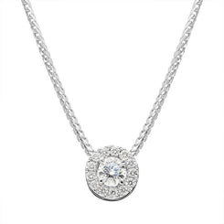 18ct White Gold 0.36ct Diamond Claw and Pave Set Round Necklace BLC-048