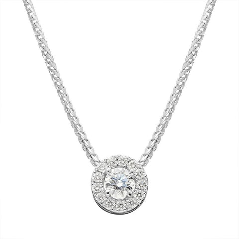 18ct White Gold 0.36ct Diamond Claw and Pave Set Round Necklace BLC-048