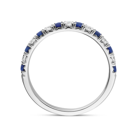 18ct White Gold 0.37ct Sapphire Diamond Half Eternity Ring, FEU-1758.