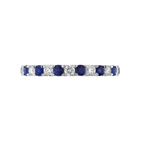 18ct White Gold 0.37ct Sapphire Diamond Half Eternity Ring, FEU-1758.