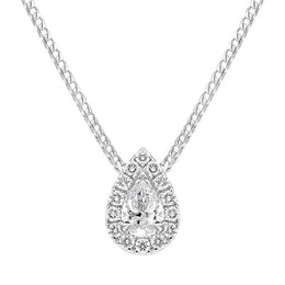 18ct White Gold 0.40ct Diamond Pave Pear Necklace BLC-196