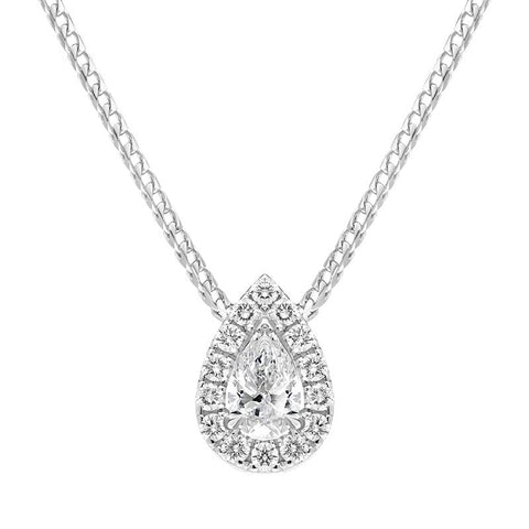 18ct White Gold 0.40ct Diamond Pave Pear Necklace BLC-196