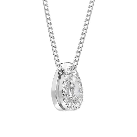 18ct White Gold 0.40ct Diamond Pave Pear Necklace BLC-196