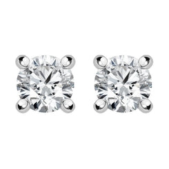 18ct White Gold 0.41ct Diamond Claw Set Solitaire Stud Earrings FEU-2218