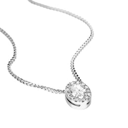 18ct White Gold 0.44ct Diamond Pave Oval Necklace BLC-197