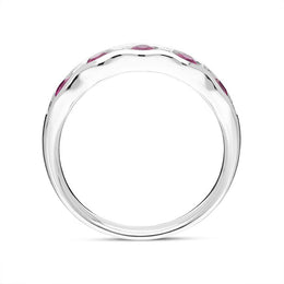 18ct White Gold 0.48ct Ruby Diamond Half Eternity Wave Ring FEU-2284