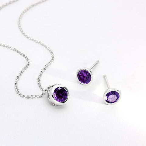 18ct White Gold 0.50ct Amethyst Round Necklace, FEU-1999.