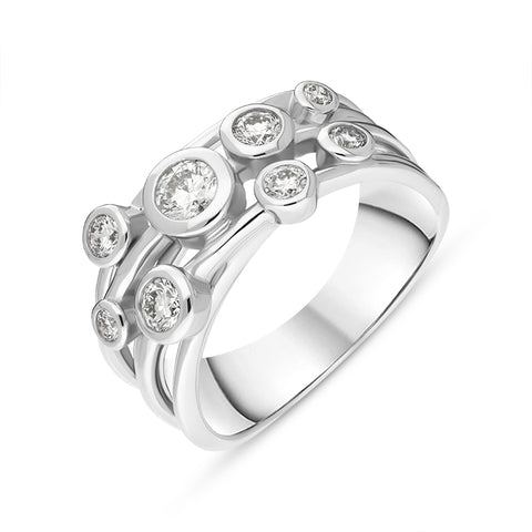 18ct White Gold 0.55ct Diamond Three Row Bubble Ring 14997A8