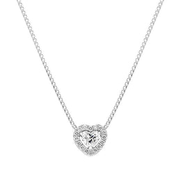 18ct White Gold 0.56ct Diamond Pave Heart Necklace BLC-198