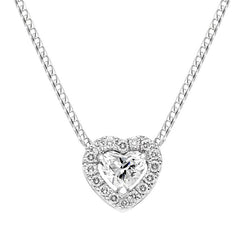 18ct White Gold 0.56ct Diamond Pave Heart Necklace, BLC-198.