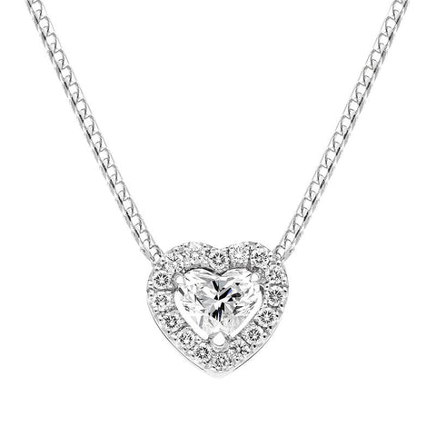 18ct White Gold 0.56ct Diamond Pave Heart Necklace, BLC-198.