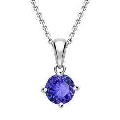 18ct White Gold 0.60ct Tanzanite Round Solitaire Necklace, TS1049P.