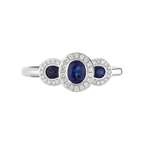 18ct White Gold 0.68ct Sapphire Diamond Ring, FEU-1964.