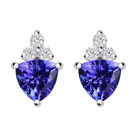 18ct White Gold 0.71ct Tanzanite Diamond Triangle Stud Earrings TS1061E