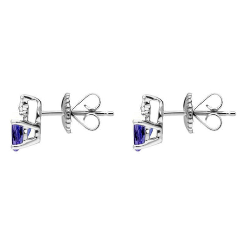 18ct White Gold 0.71ct Tanzanite Diamond Triangle Stud Earrings TS1061E