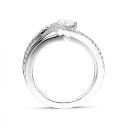 18ct White Gold 0.73ct Diamond Twist Shoulder Ring BLC-166