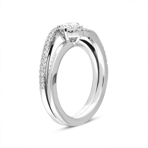 18ct White Gold 0.73ct Diamond Twist Shoulder Ring BLC-166