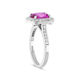 18ct White Gold 2.34ct Pink Sapphire and Diamond Ring. FEU-1279.