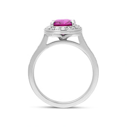 18ct White Gold 2.34ct Pink Sapphire and Diamond Ring. FEU-1279.