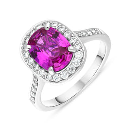 18ct White Gold 2.34ct Pink Sapphire and Diamond Ring. FEU-1279.