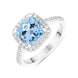 18ct White Gold 2.37ct Aquamarine 0.36ct Diamond Cushion Cut Ring FEU-2282