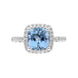 18ct White Gold 2.37ct Aquamarine 0.36ct Diamond Cushion Cut Ring FEU-2282