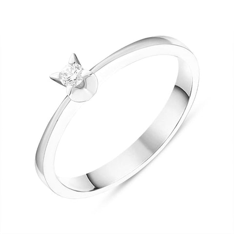 18ct White Gold Brilliant Cut Diamond Shoulder Solitaire Ring BLC-157