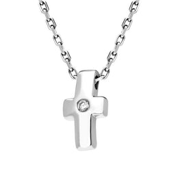 18ct White Gold Diamond Cross Necklace, RS6