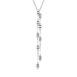 18ct White Gold Diamond Double Drop Necklace, RS11