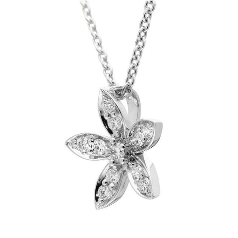 18ct White Gold Diamond Flower Pendant P2668C side