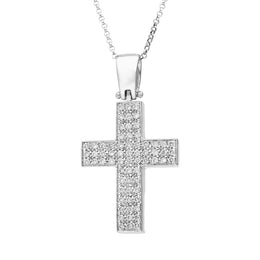 18ct White Gold Diamond Large Cross Necklace 4074