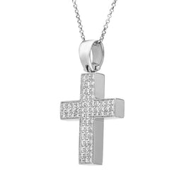 18ct White Gold Diamond Large Cross Necklace 4074