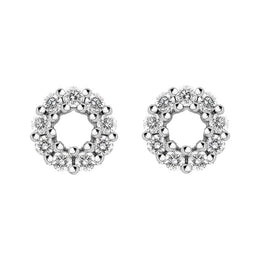 18ct White Gold Diamond Open Circle Stud Earrings, PJW-035