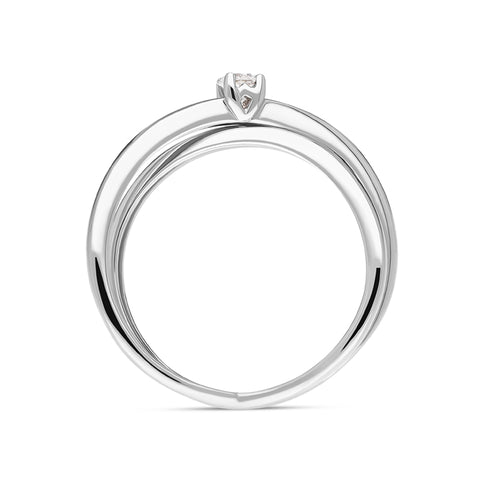 18ct White Gold Diamond Round Brilliant Cut Solitaire Crossover Ring, BLC-308_3