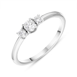 18ct White Gold Diamond Three Stone Ring, BLC-307