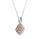 18ct White Gold Pink Sapphire Diamond Shaped Necklace FLKR