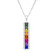 18ct White Gold Rainbow Sapphire 1.77ct Diamond Bar Necklace FEU-2269