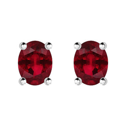 18ct White Gold Ruby Claw Set Oval Stud Earrings, HBM-100