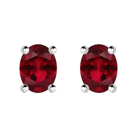 18ct White Gold Ruby Claw Set Oval Stud Earrings, HBM-100