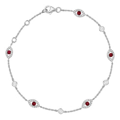 18ct White Gold Ruby Diamond Marquise Bracelet, B1090.