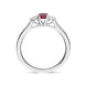 18ct White Gold Ruby Diamond Trilogy Ring, FEU-1454.