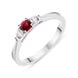 18ct White Gold Ruby Diamond Trilogy Ring, FEU-1454.